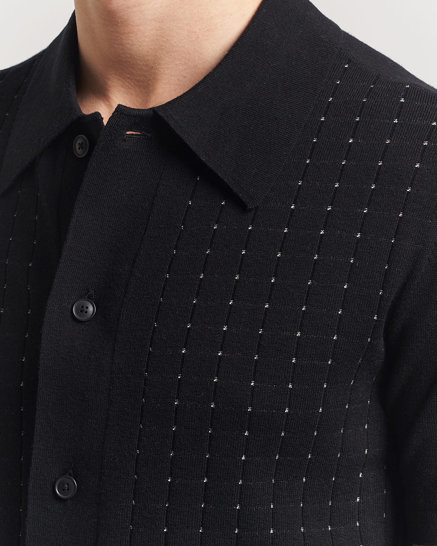 Mies | Kauluspaidat | Tiger of Sweden | Araawen Knitted Short Sleeve Shirt Black