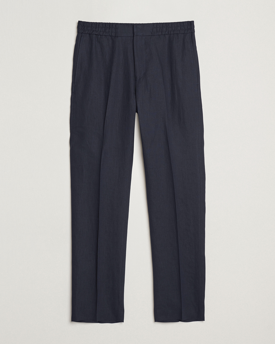 Mies | Housut | Tiger of Sweden | Tannen Linen Drawstring Trousers Midnight Blue
