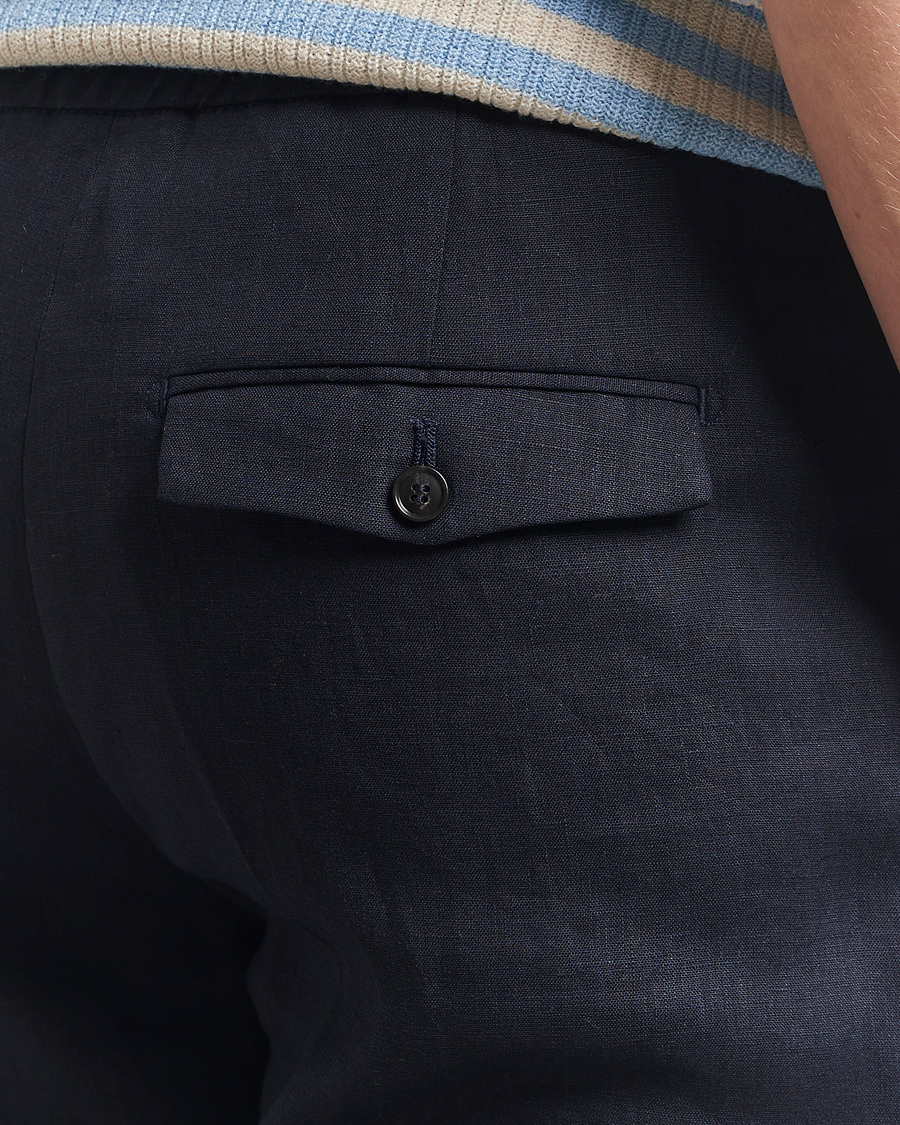 Mies | Housut | Tiger of Sweden | Tannen Linen Drawstring Trousers Midnight Blue