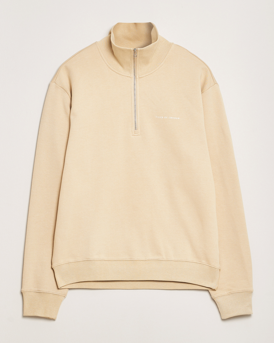 Mies | Puserot | Tiger of Sweden | Marlon Half Zip Sweatshirt Practical Beige