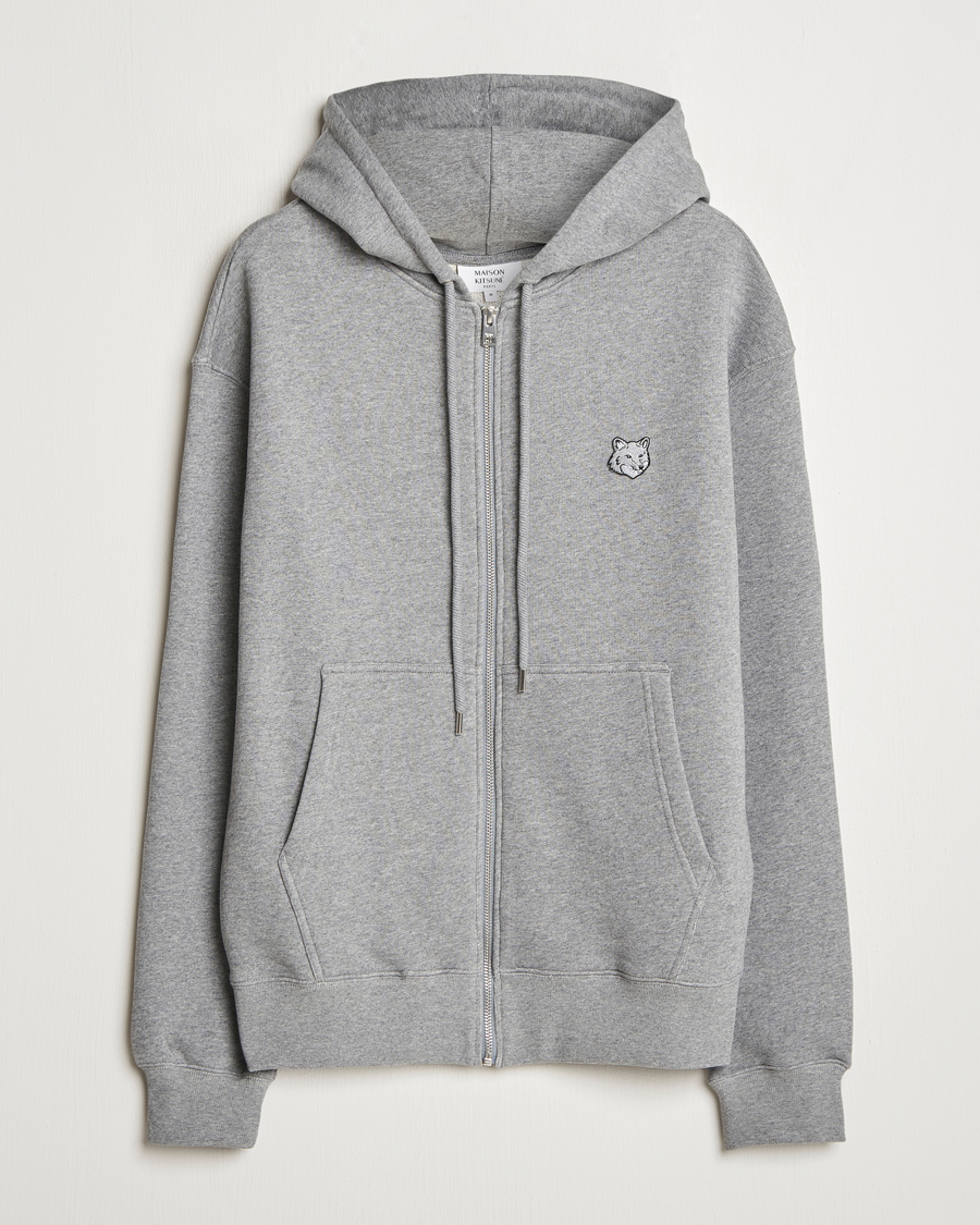 Mies | Puserot | Maison Kitsuné | Tonal Fox Head Full Zip Hoodie Medium Grey Melange