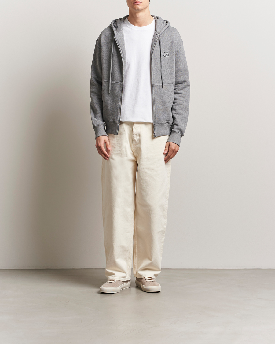 Mies | Puserot | Maison Kitsuné | Tonal Fox Head Full Zip Hoodie Medium Grey Melange