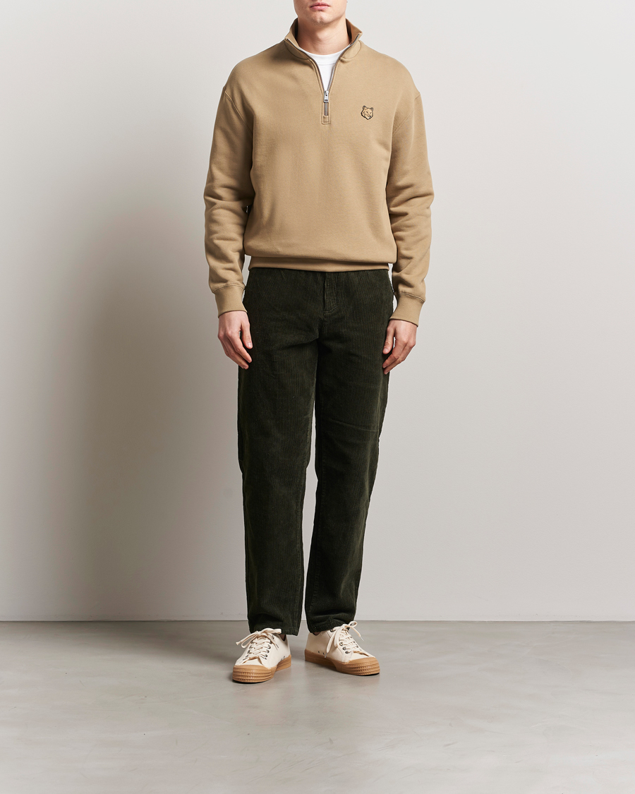 Mies | Puserot | Maison Kitsuné | Tonal Fox Head Half Zip Sweatshirt Cardamon