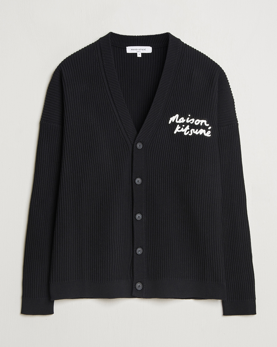 Mies | Puserot | Maison Kitsuné | Handwriting Rib Knitted Cardigan Black