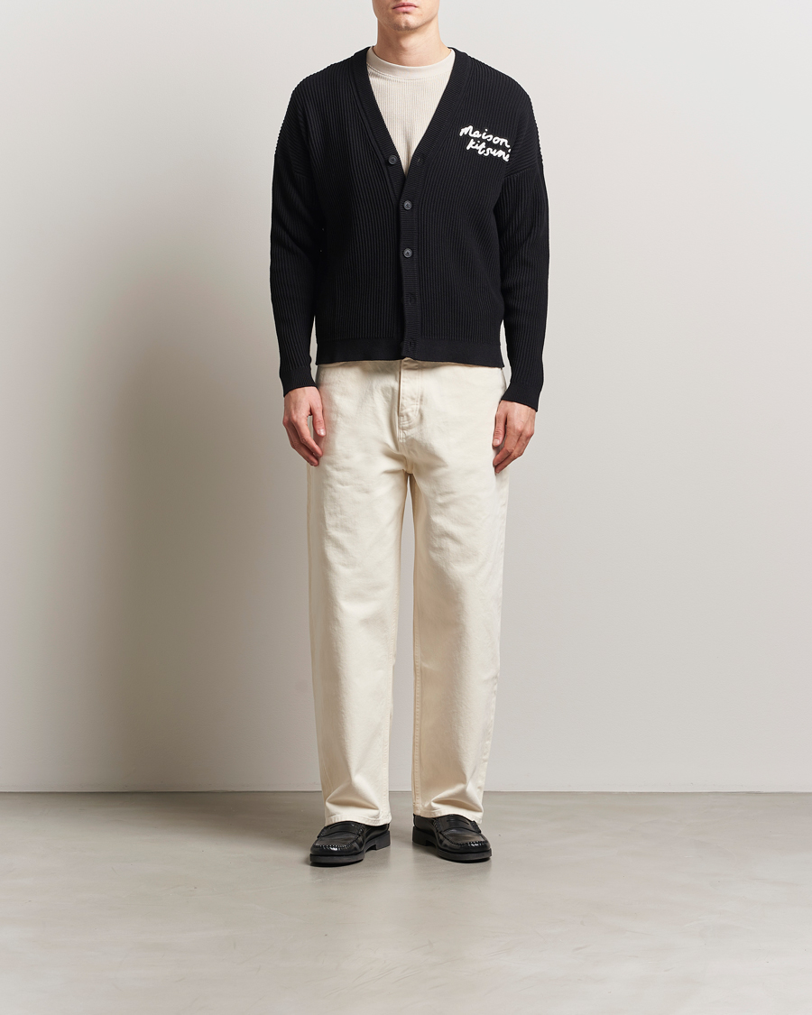 Mies | Puserot | Maison Kitsuné | Handwriting Rib Knitted Cardigan Black