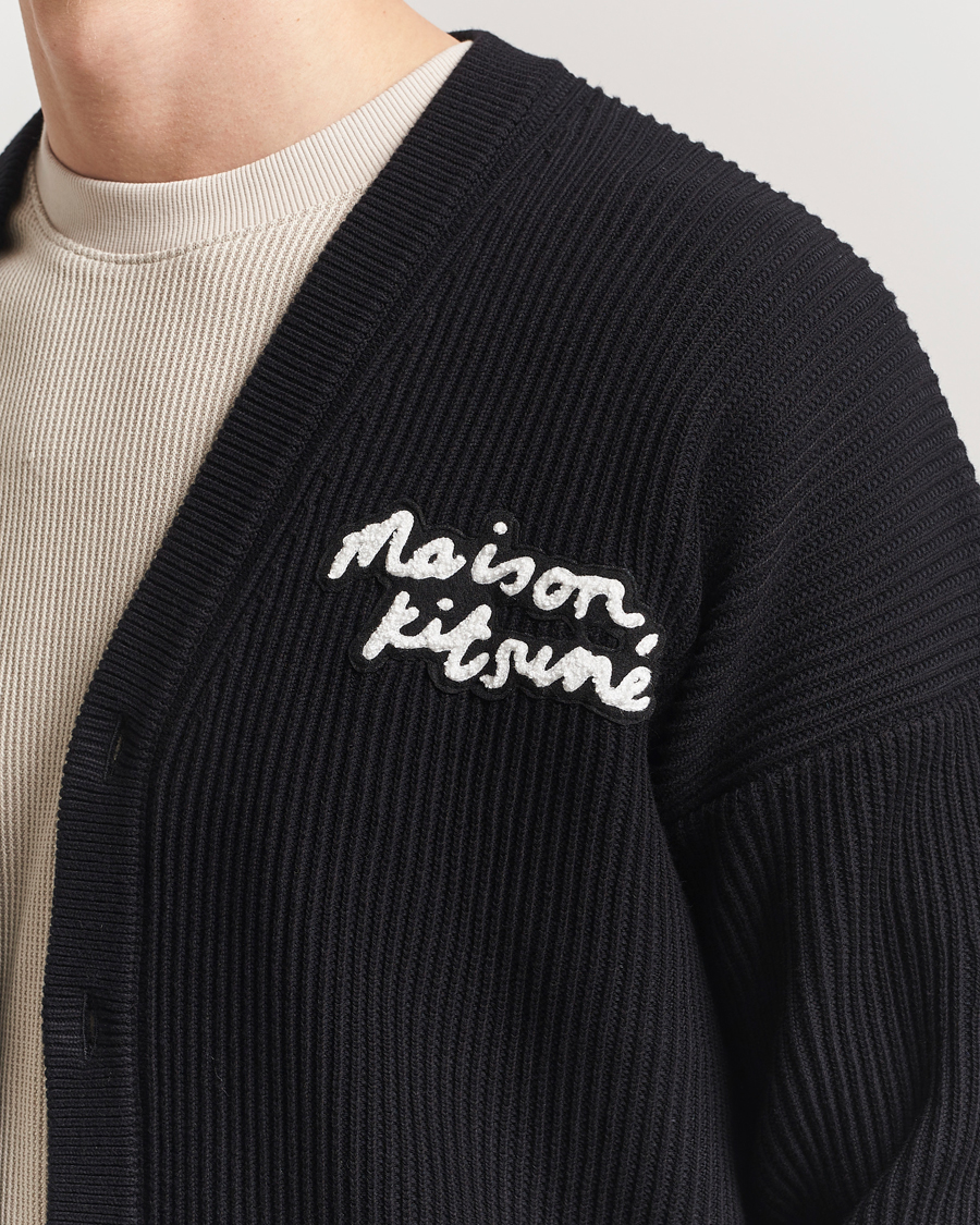 Mies | Puserot | Maison Kitsuné | Handwriting Rib Knitted Cardigan Black