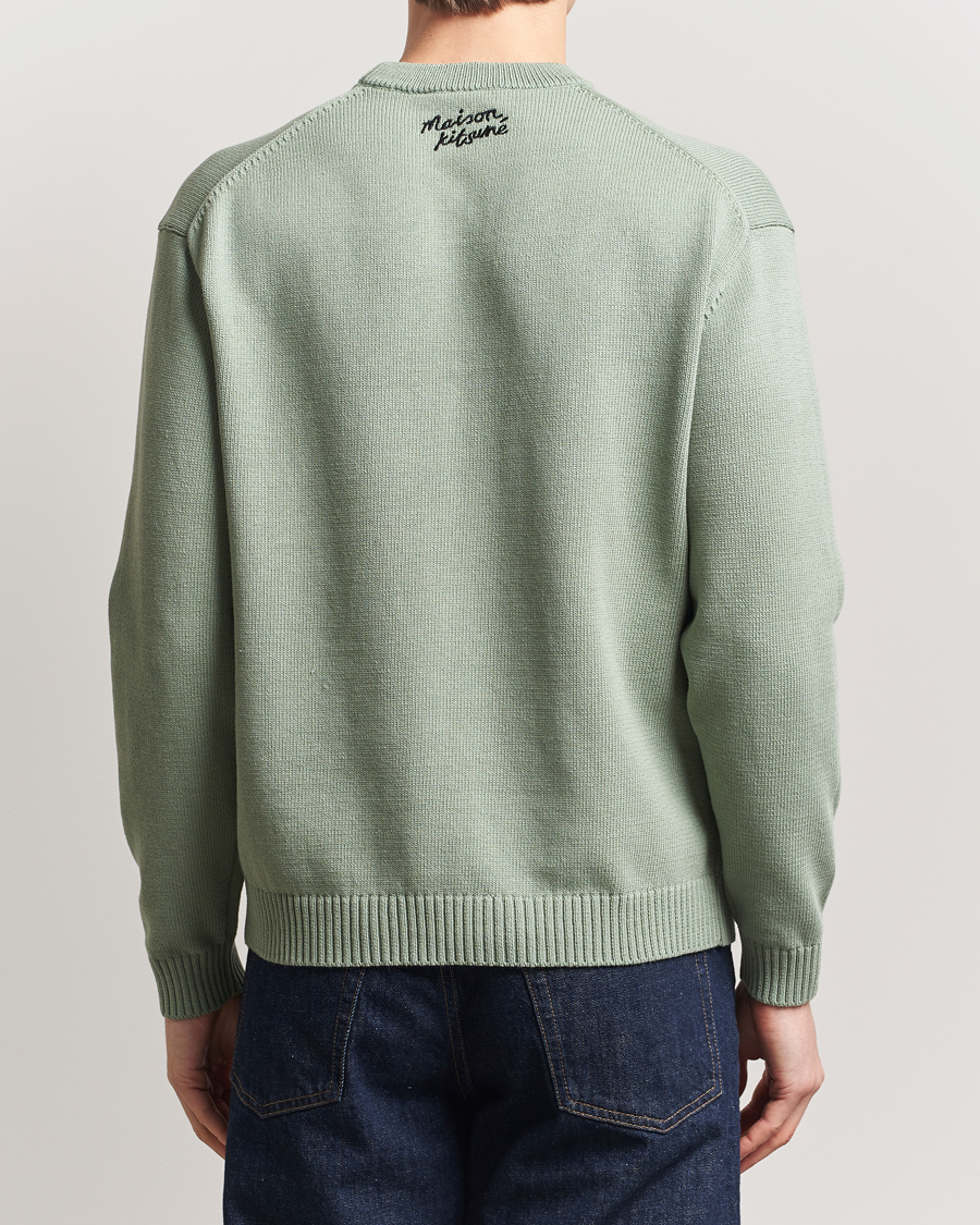Mies | Puserot | Maison Kitsuné | Dressed Fox Knitted Sweater Vert De Gris