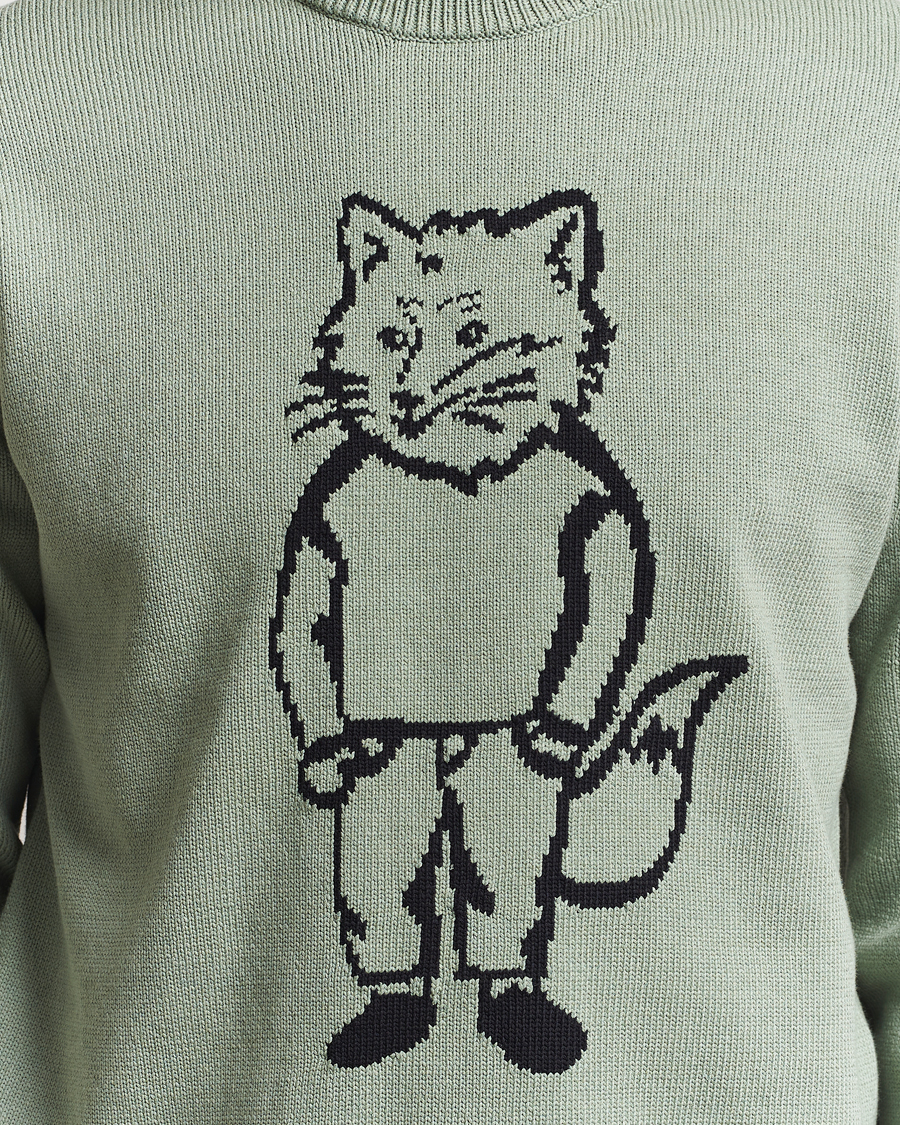 Mies | Puserot | Maison Kitsuné | Dressed Fox Knitted Sweater Vert De Gris