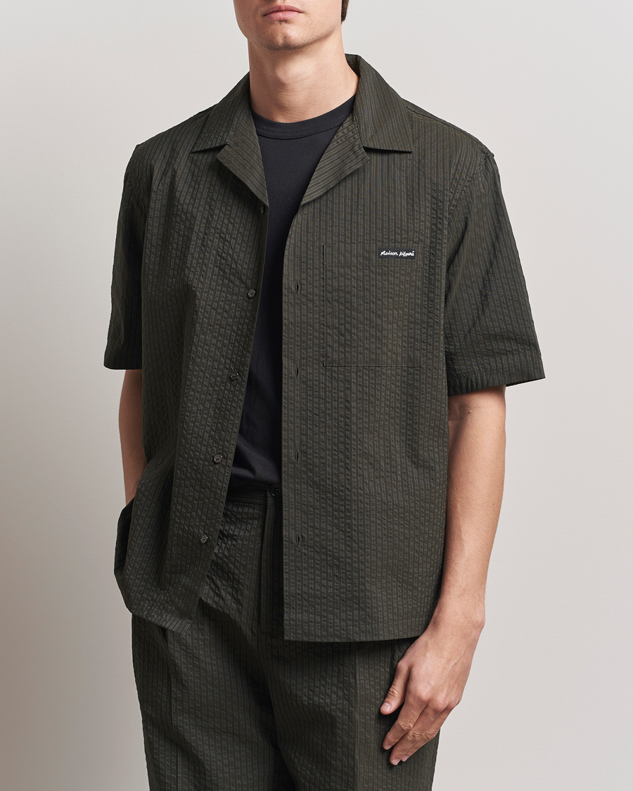 Mies | Kauluspaidat | Maison Kitsuné | Resort Seersucker Short Sleeve Shirt Ranger Green
