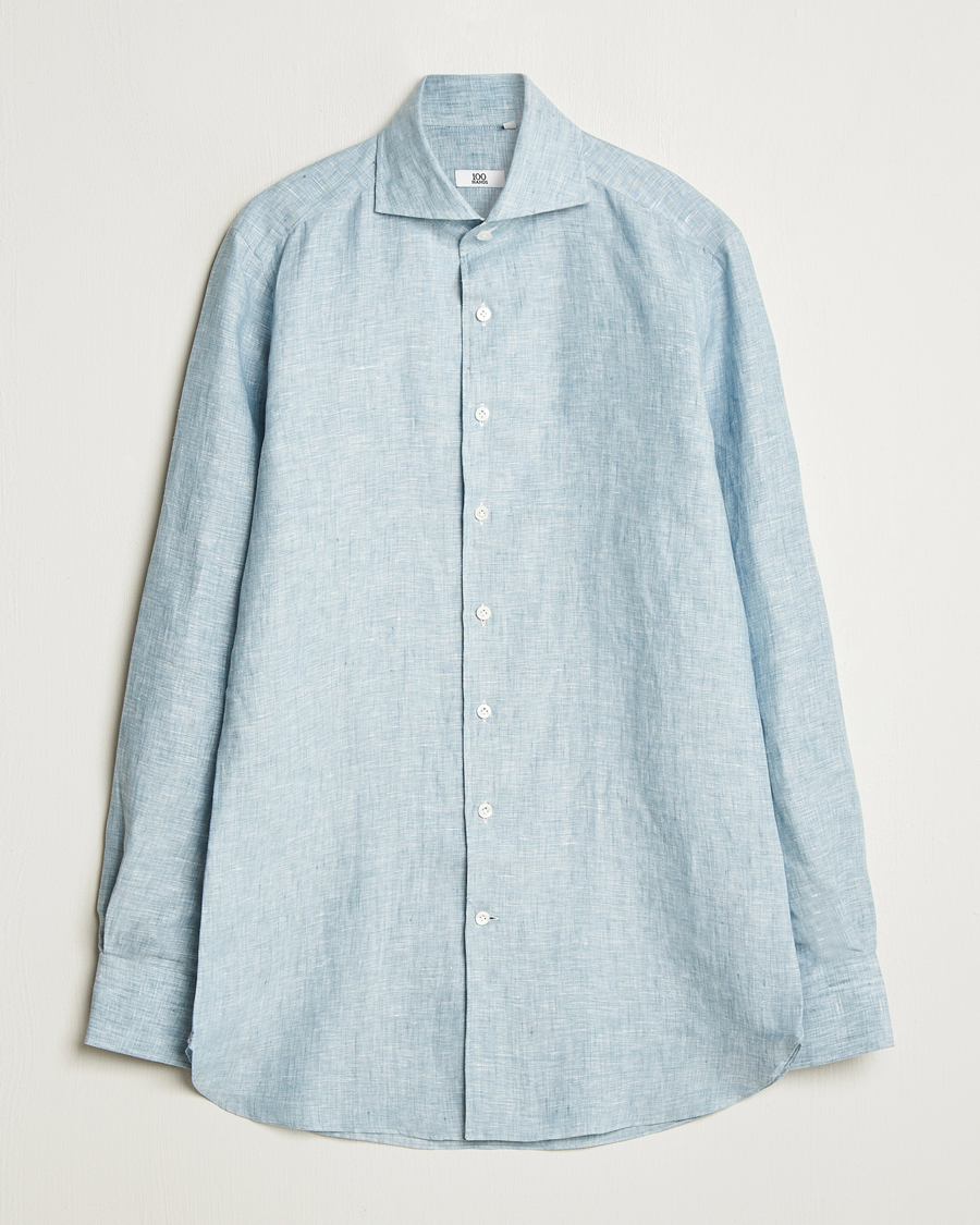 Mies | Kauluspaidat | 100Hands | Cut Away Linen Shirt Blue