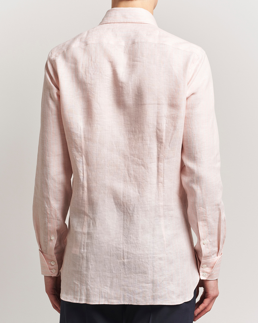 Mies | Kauluspaidat | 100Hands | Cut Away Double Cuff Striped Linen Shirt Pink