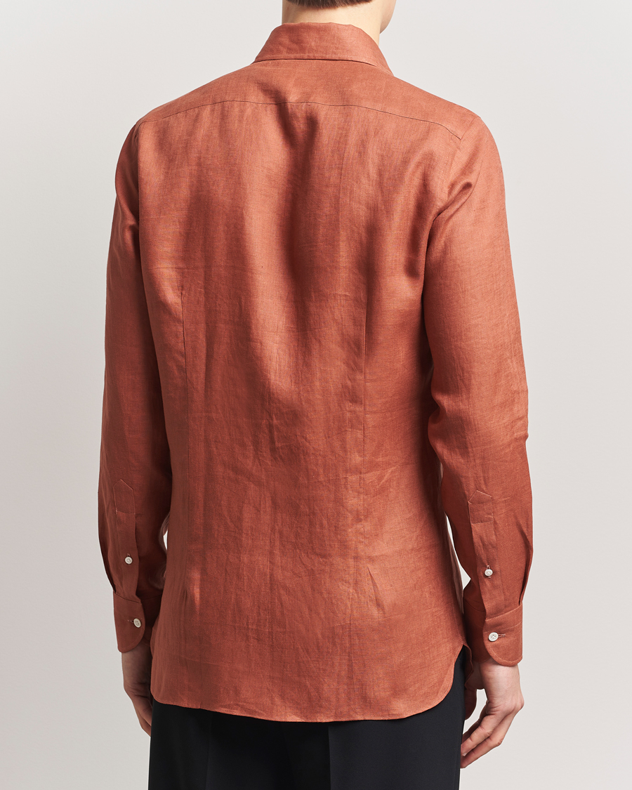 Mies | Kauluspaidat | 100Hands | Cut Away Linen Shirt Rust