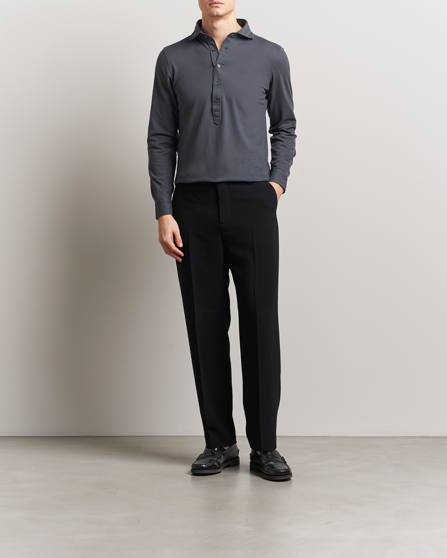 Mies | Kauluspaidat | Gran Sasso | Popover Shirt Charcoal