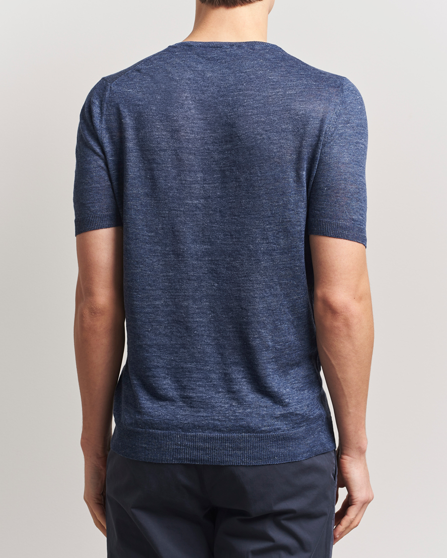Mies | T-paidat | Gran Sasso | Knitted Linen T-Shirt Navy Melange