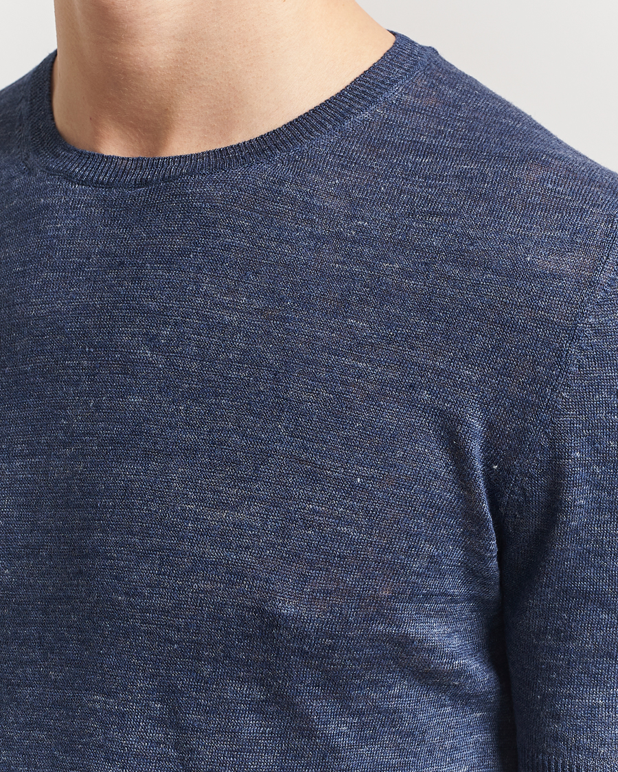 Mies | T-paidat | Gran Sasso | Knitted Linen T-Shirt Navy Melange
