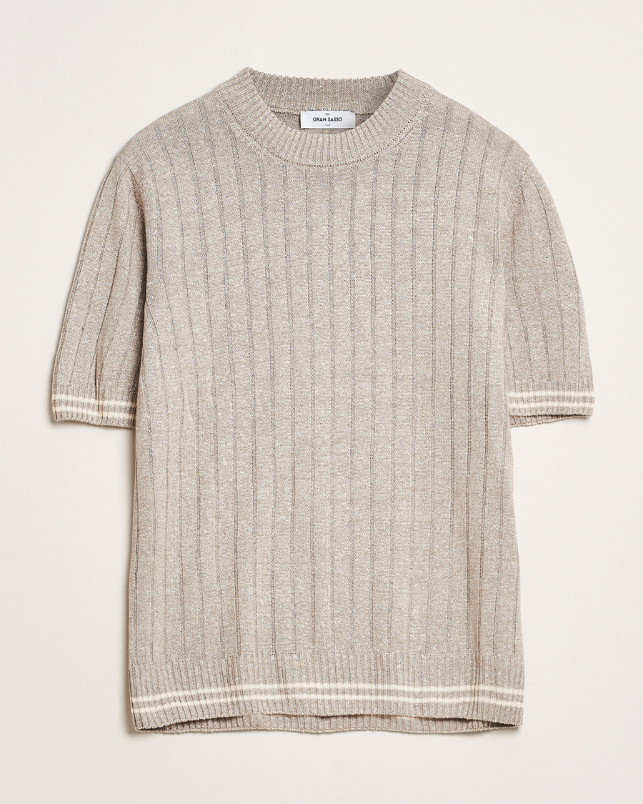 Mies | T-paidat | Gran Sasso | Linen/Cotton Structured T-Shirt Beige Melange