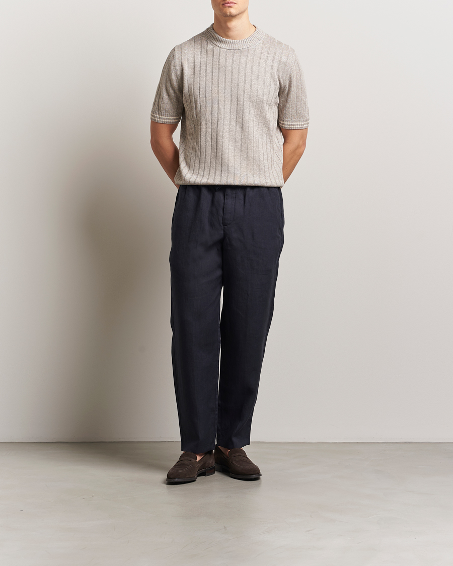 Mies | T-paidat | Gran Sasso | Linen/Cotton Structured T-Shirt Beige Melange
