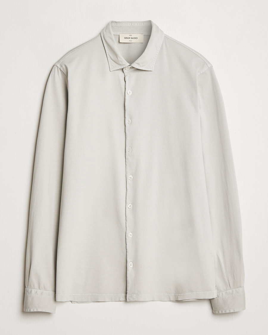 Mies | Kauluspaidat | Gran Sasso | Washed Cotton Jersey Shirt Beige