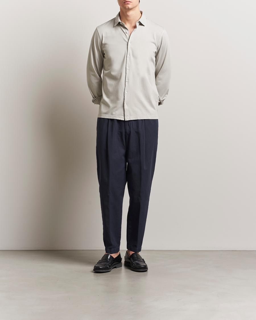 Mies | Kauluspaidat | Gran Sasso | Washed Cotton Jersey Shirt Beige