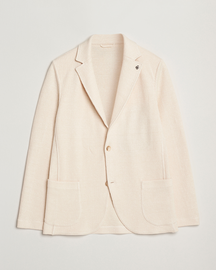Mies | Pikkutakit | Gran Sasso | Linen/Cotton Knitted Blazer Cream