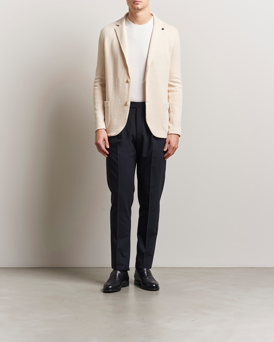 Mies | Pikkutakit | Gran Sasso | Linen/Cotton Knitted Blazer Cream