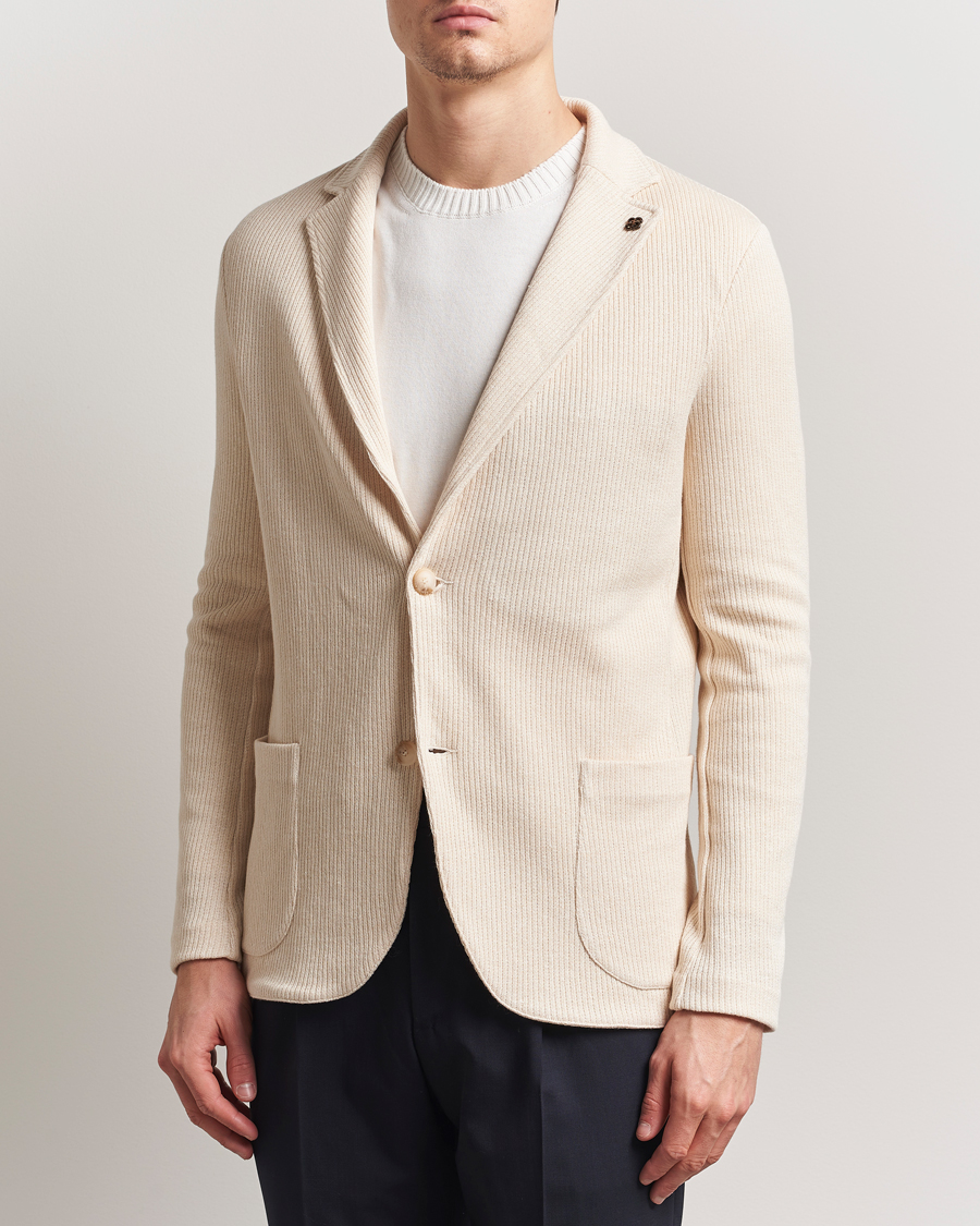 Mies | Pikkutakit | Gran Sasso | Linen/Cotton Knitted Blazer Cream
