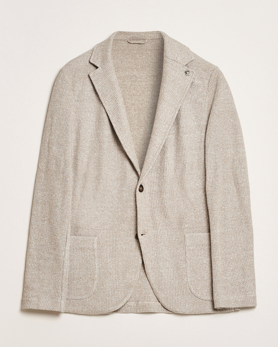 Mies | Pikkutakit | Gran Sasso | Linen/Cotton Knitted Blazer Beige Melange
