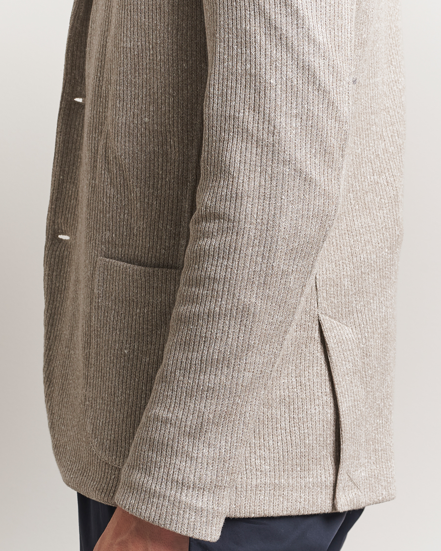 Mies | Pikkutakit | Gran Sasso | Linen/Cotton Knitted Blazer Beige Melange