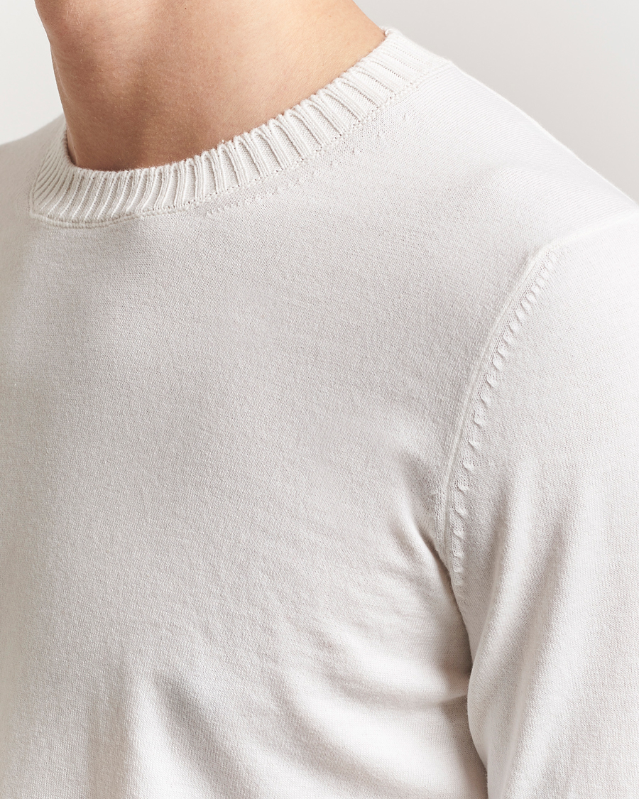 Mies | Puserot | Gran Sasso | Cotton/Cashmere Knitted Crew Neck Sweater Cream Melange