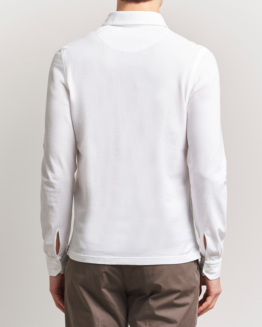 Mies | Pikeet | Gran Sasso | Washed Long Sleeve Polo White