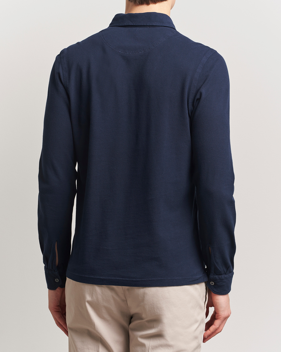Mies | Puserot | Gran Sasso | Washed Long Sleeve Polo Navy