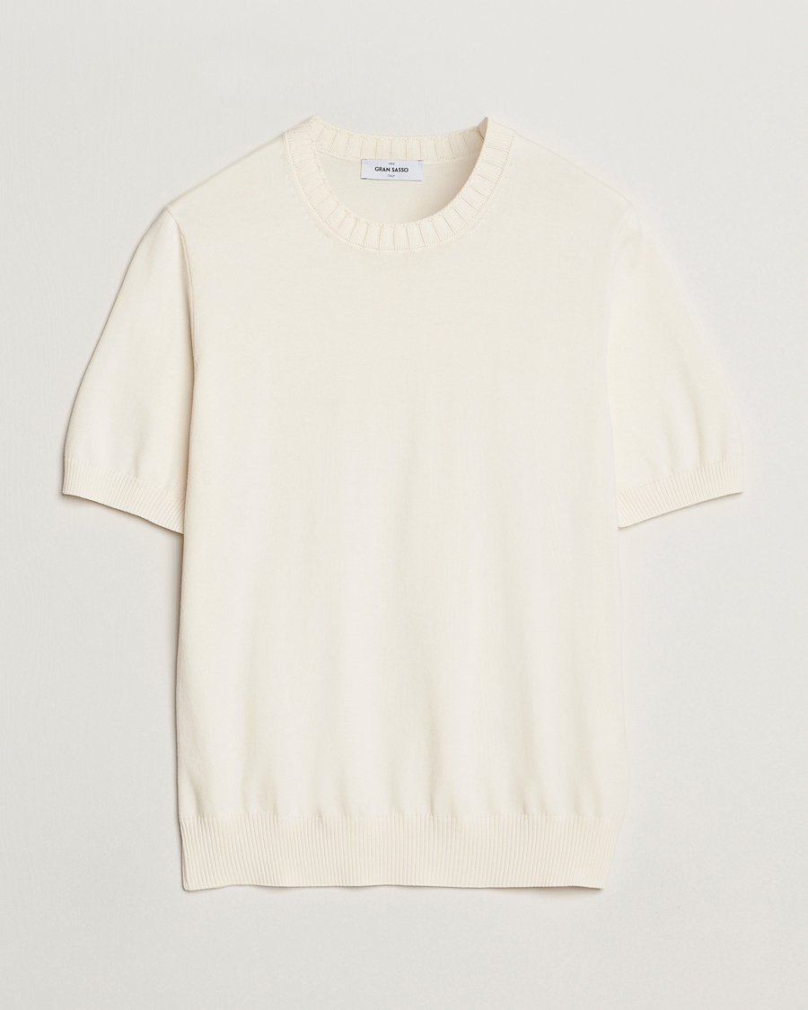 Mies | T-paidat | Gran Sasso | Cotton Heavy Knitted Crew Neck T-Shirt Cream