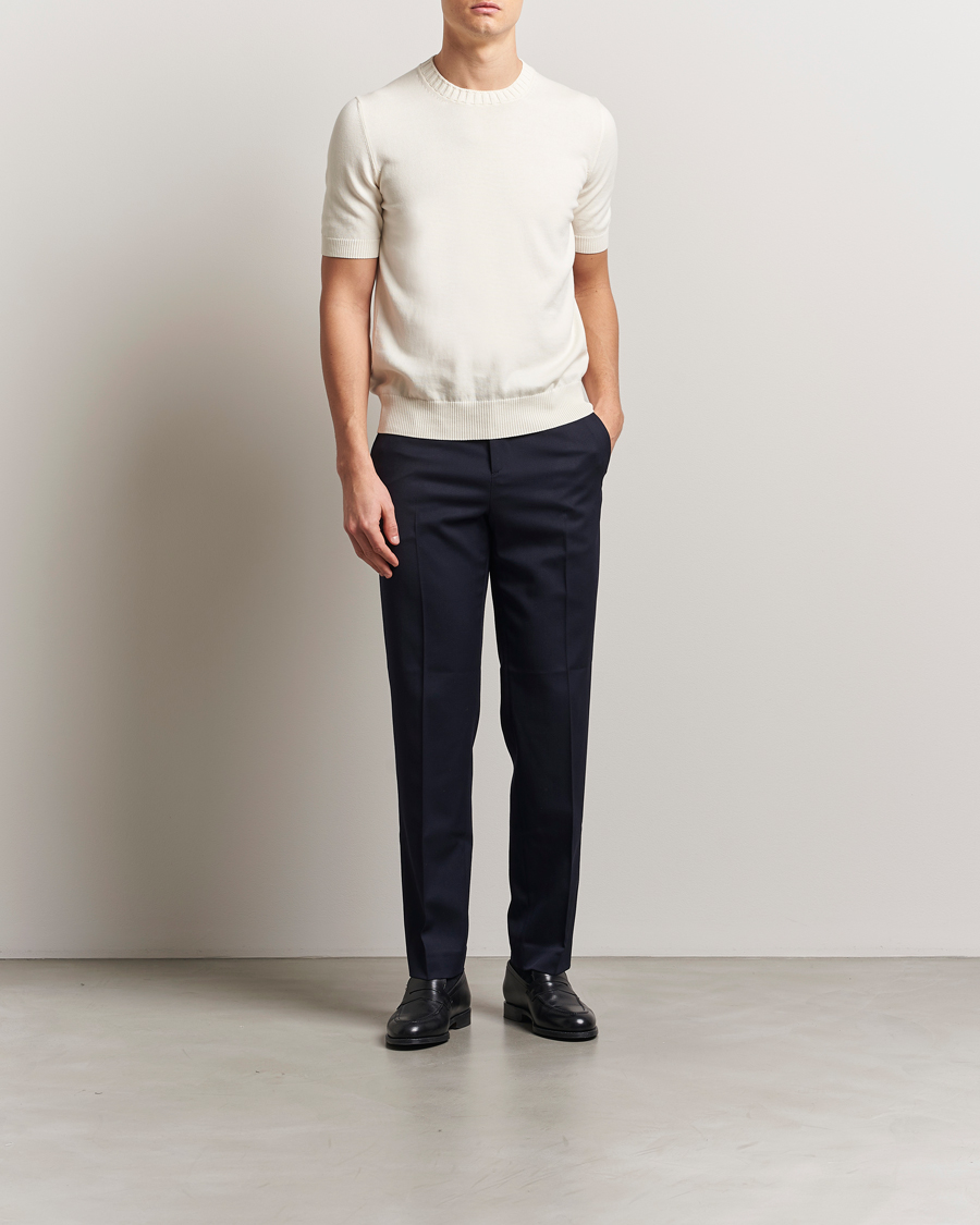 Mies | T-paidat | Gran Sasso | Cotton Heavy Knitted Crew Neck T-Shirt Cream