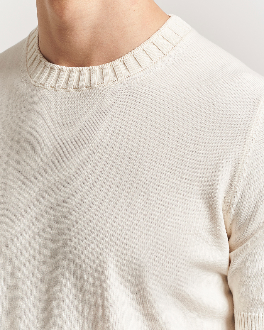 Mies | T-paidat | Gran Sasso | Cotton Heavy Knitted Crew Neck T-Shirt Cream
