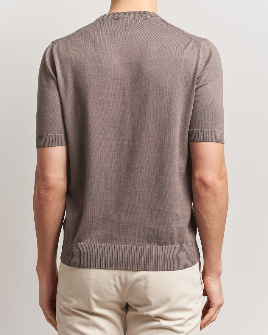 Mies | T-paidat | Gran Sasso | Cotton Heavy Knitted Crew Neck T-Shirt Brown