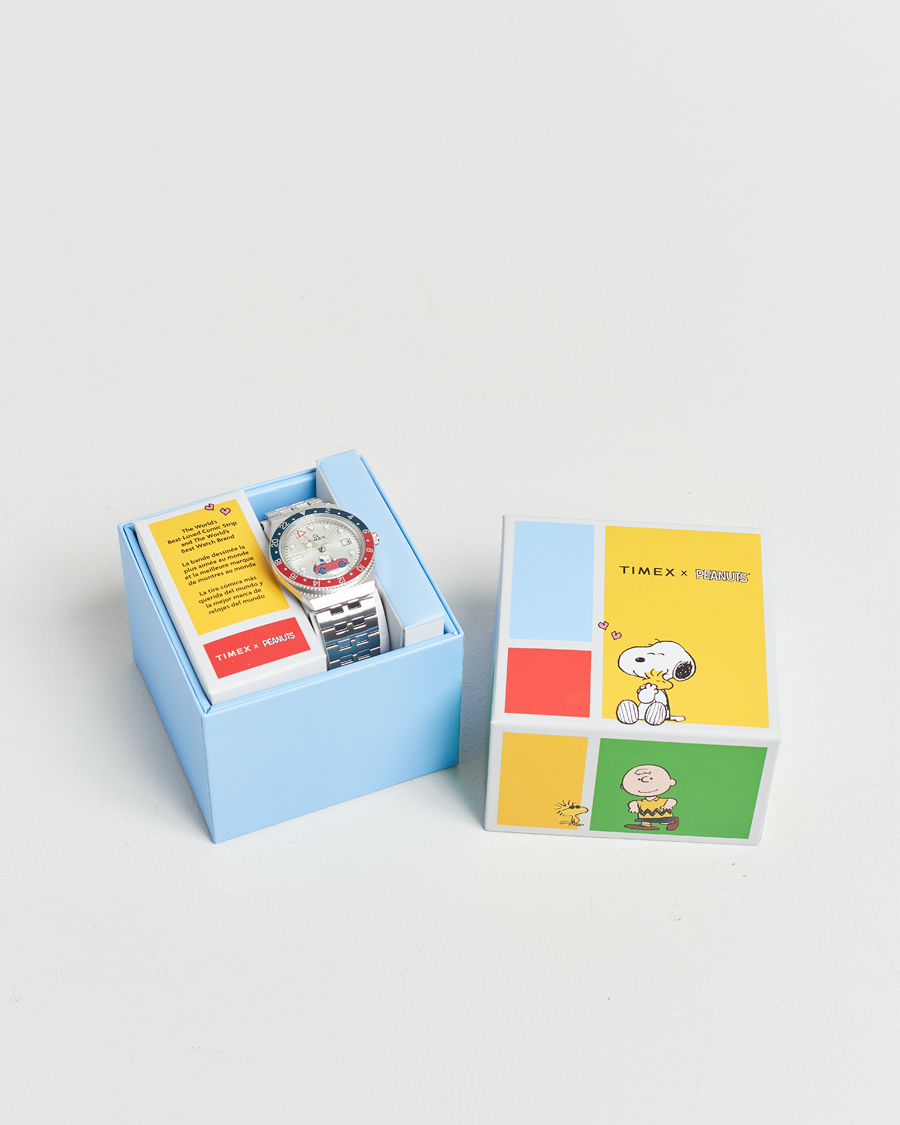 Mies | Timex Timex X Peanuts Q GMT Snoopy 38mm Silver Dial | Timex | X Peanuts Q GMT Snoopy 38mm Silver Dial