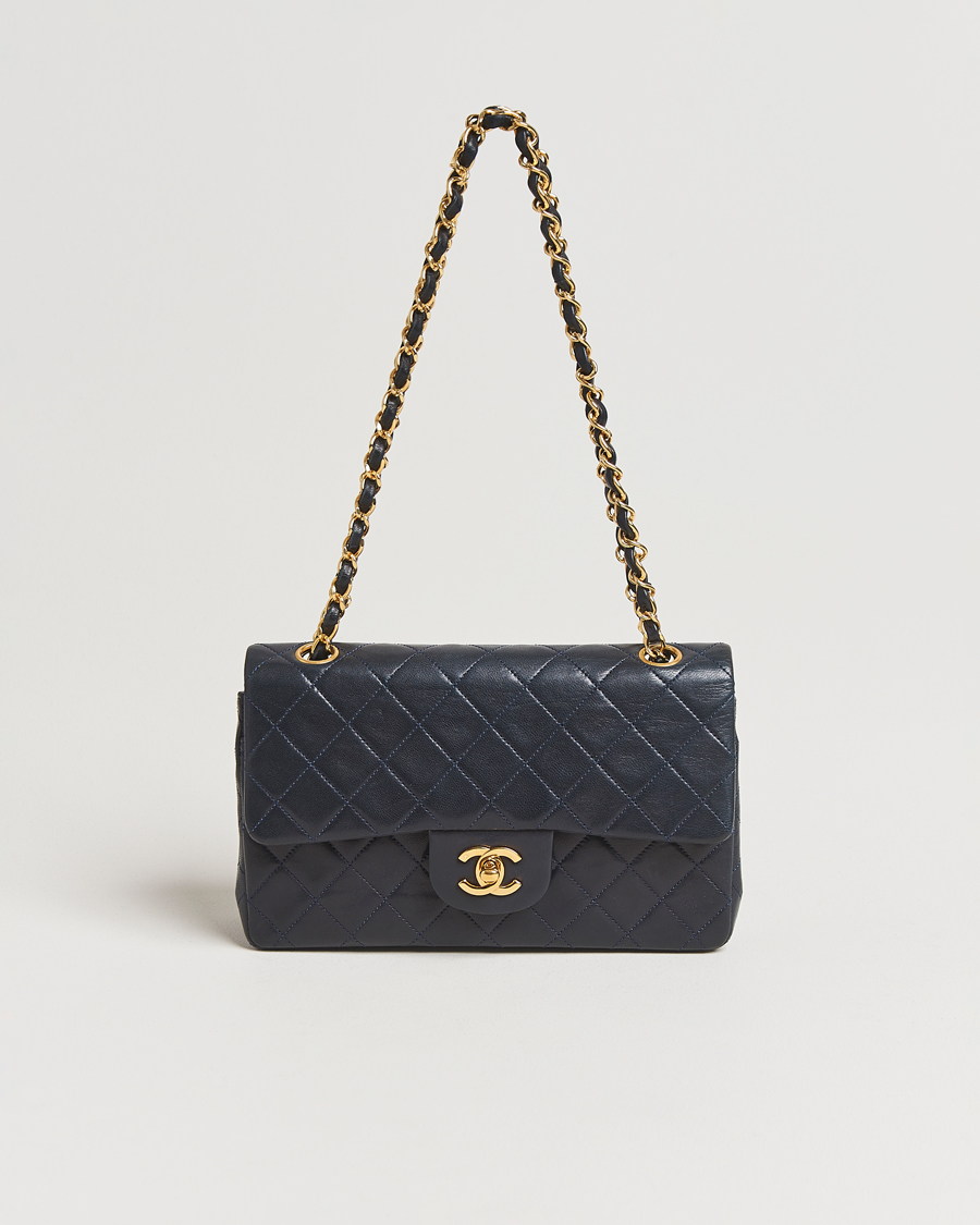 Mies | Chanel Pre-Owned Classic Small Double Flap Bag Lambskin Navy | Chanel Pre-Owned | Classic Small Double Flap Bag Lambskin Navy
