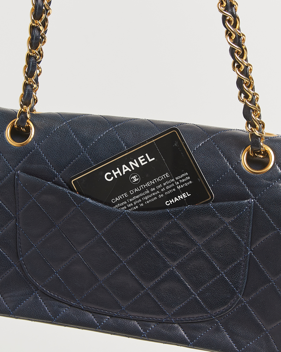 Mies | Chanel Pre-Owned Classic Small Double Flap Bag Lambskin Navy | Chanel Pre-Owned | Classic Small Double Flap Bag Lambskin Navy