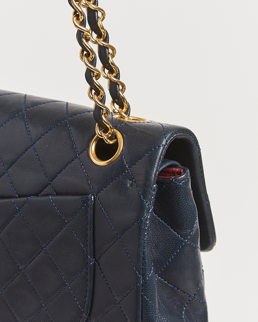 Mies | Chanel Pre-Owned Classic Small Double Flap Bag Lambskin Navy | Chanel Pre-Owned | Classic Small Double Flap Bag Lambskin Navy