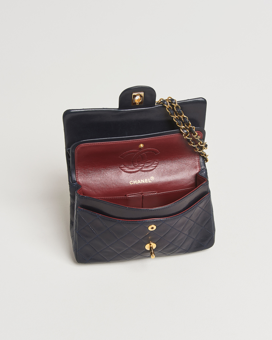 Mies | Chanel Pre-Owned Classic Small Double Flap Bag Lambskin Navy | Chanel Pre-Owned | Classic Small Double Flap Bag Lambskin Navy