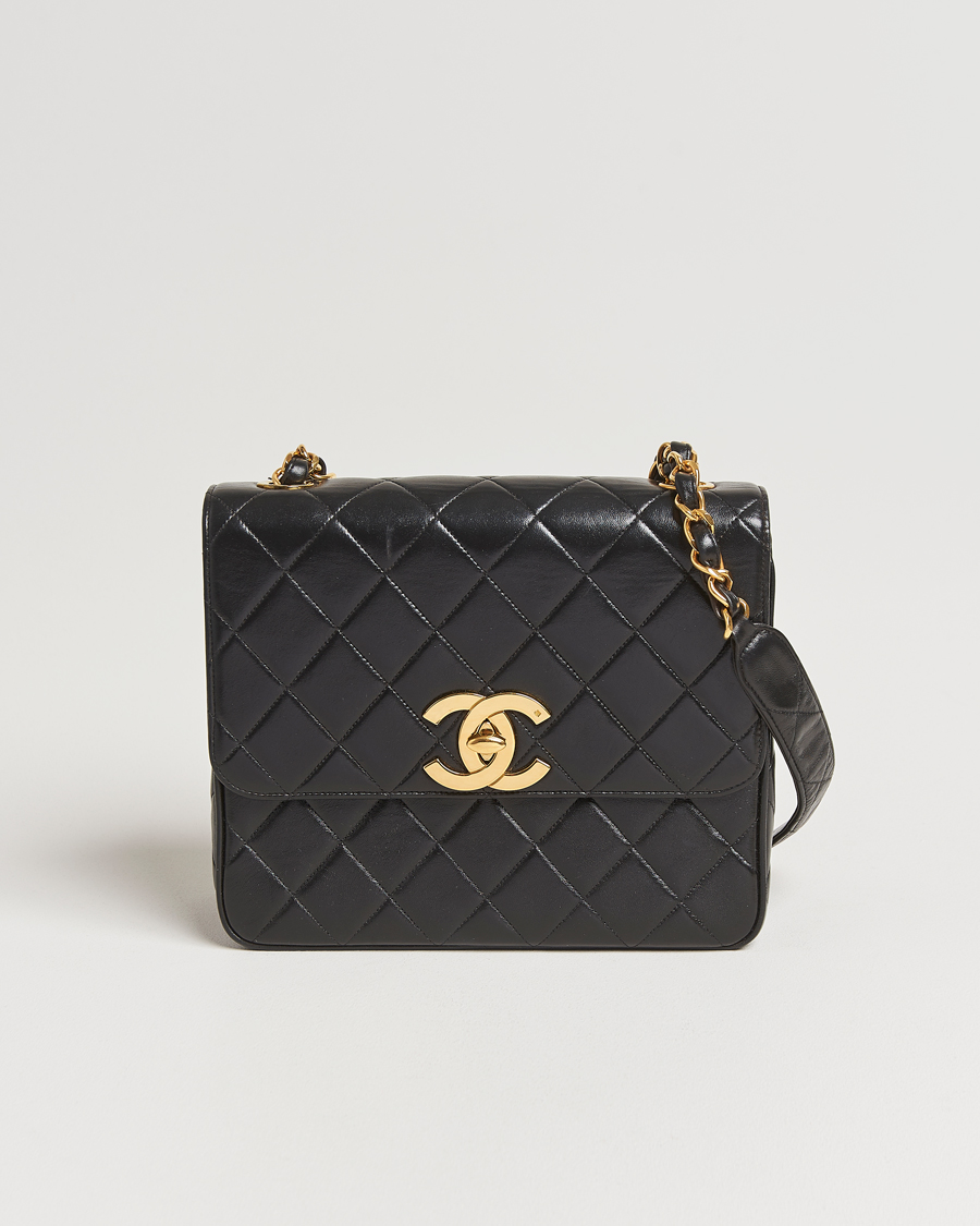 Mies | Chanel Pre-Owned Classic Flap Bag Deca Squared Lambskin Black | Chanel Pre-Owned | Classic Flap Bag Deca Squared Lambskin Black