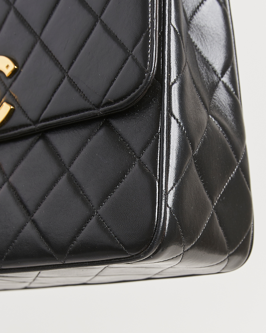 Mies | Chanel Pre-Owned Classic Flap Bag Deca Squared Lambskin Black | Chanel Pre-Owned | Classic Flap Bag Deca Squared Lambskin Black