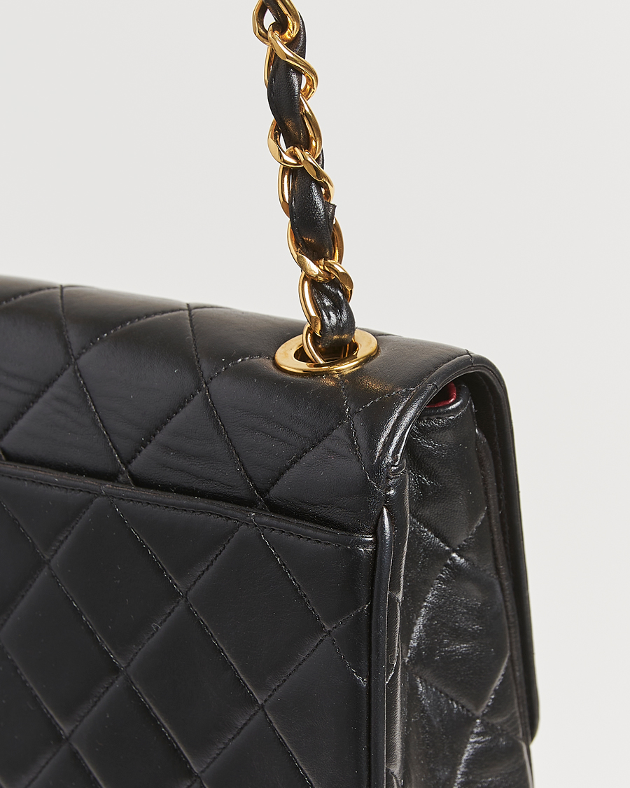 Mies | Chanel Pre-Owned Classic Flap Bag Deca Squared Lambskin Black | Chanel Pre-Owned | Classic Flap Bag Deca Squared Lambskin Black