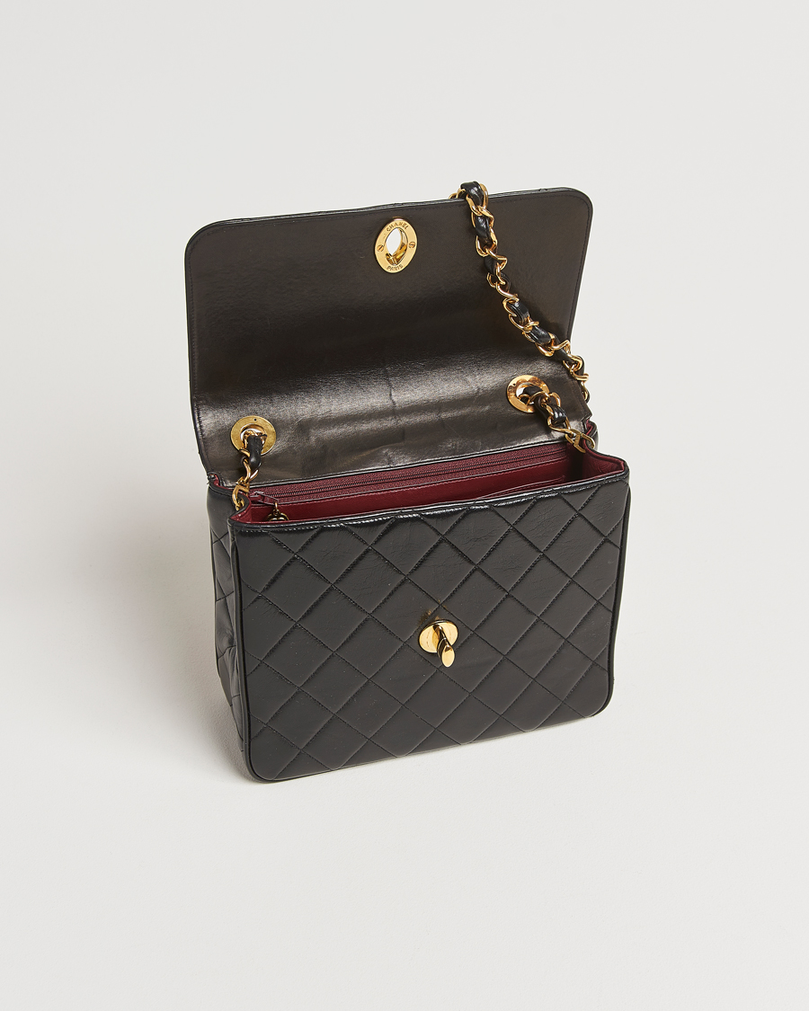 Mies | Chanel Pre-Owned Classic Flap Bag Deca Squared Lambskin Black | Chanel Pre-Owned | Classic Flap Bag Deca Squared Lambskin Black