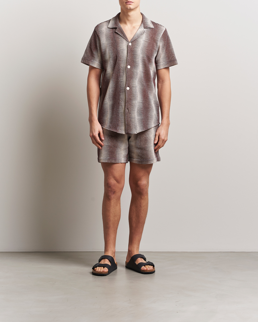 Mies | Kauluspaidat | OAS | Short Sleeve Cuba Net Shirt Merlot Echo