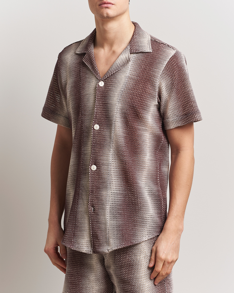 Mies | Kauluspaidat | OAS | Short Sleeve Cuba Net Shirt Merlot Echo
