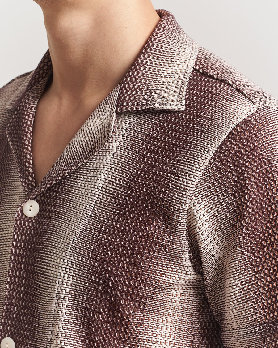 Mies | Kauluspaidat | OAS | Short Sleeve Cuba Net Shirt Merlot Echo