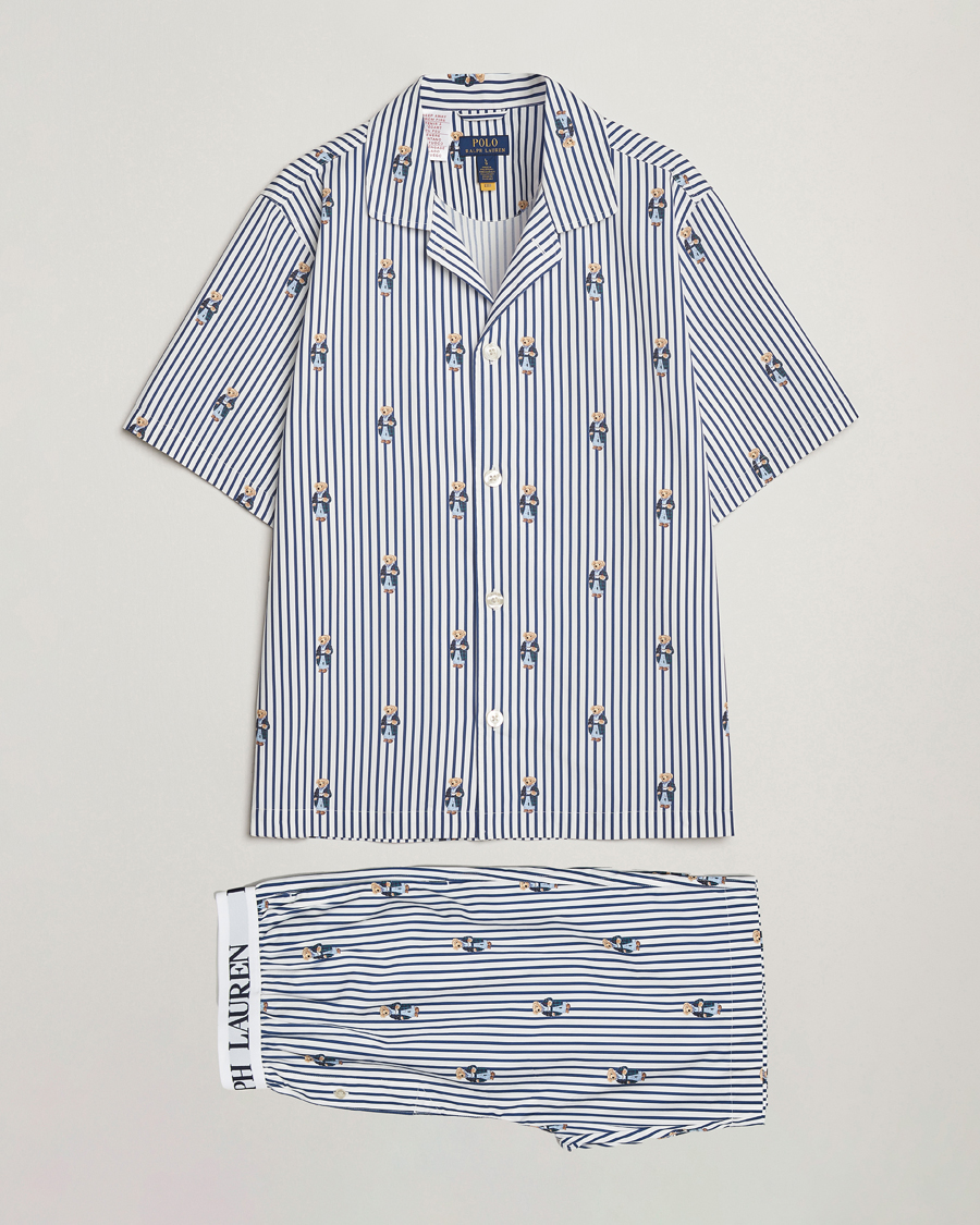 Mies | Yöpuvut ja kylpytakit | Polo Ralph Lauren | Cotton Short Sleeve Pyjama Set Stripe/Bear