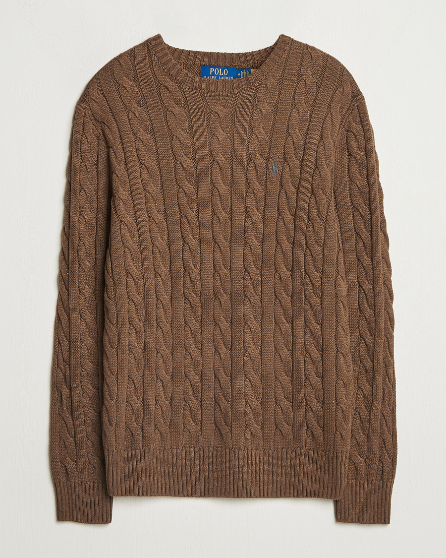 Mies | Puserot | Polo Ralph Lauren | Cotton Cable Pullover Coffee Brown Heather