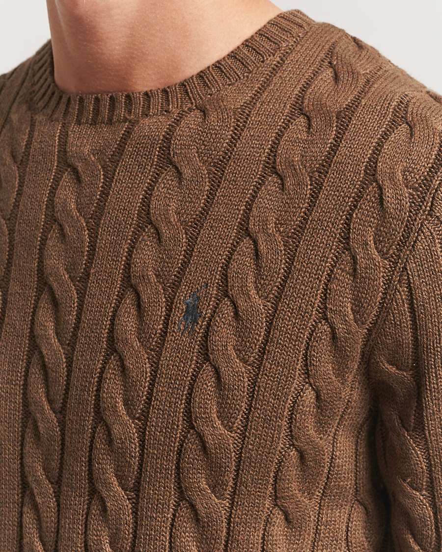 Mies | Puserot | Polo Ralph Lauren | Cotton Cable Pullover Coffee Brown Heather